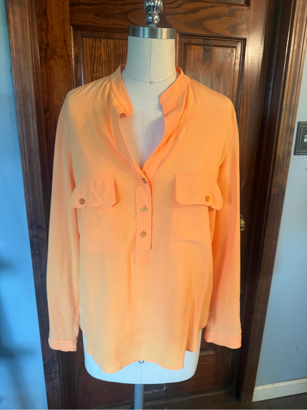 Stella McCartney Peach Button-Placket Long-Sleeve Tunic